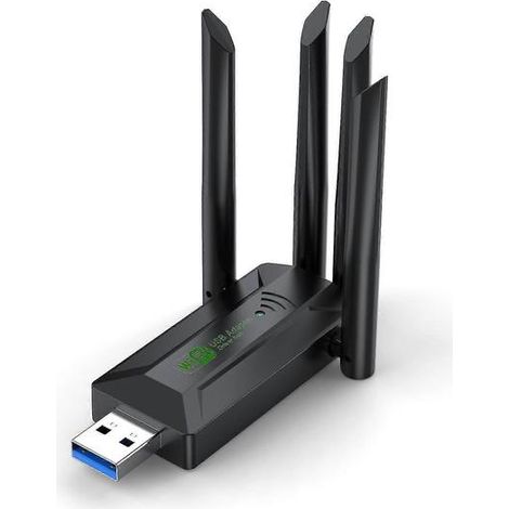 Adaptateur USB WiFi double bande 1200 Mbps avec 4 antennes (1/5)