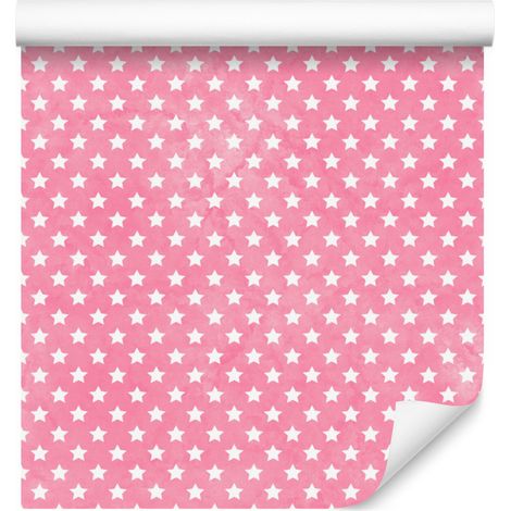 Carta da parati con stelle, rosa cipria in alto e rosa cipria in basso, 50x1000 cm (1/5)