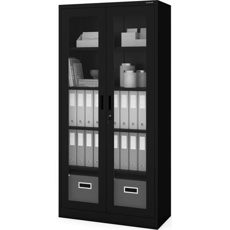 Armoire vitrée AMELIA 900 x 1850 x 400 mm, noire