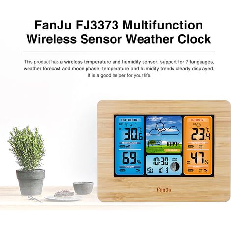 FANJU FJ3373 Multifisection Station d'été de la station météorologique numérique LCD Hygromètre Baromètre à prévision extérieure intérieure avec capteur USB Corde d'alimentation USB (1/5)