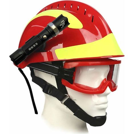 RHG F2 Casque de secours Casques de sécurité pour sapeurs-pompiers Protection incendie au travail Casque avec lampe frontale et lunettes Casque de protection incendie