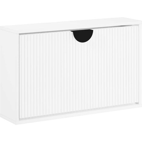 Schuhschrank VENRAY 70 x 17 x 43 cm Holzwerkstoff Weiß vidaXL (1/5)