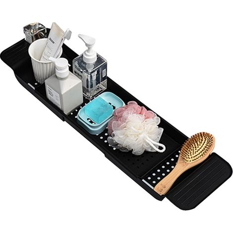 Baignoire Extensible, Planche Bain pour Baignoire, Pont Bain pour Baignoire, Organisateur Baignoire et Support pour Bougie, Vin, Tasse, Livre, Téléphone pour Spa, Salle Bain (1/5)