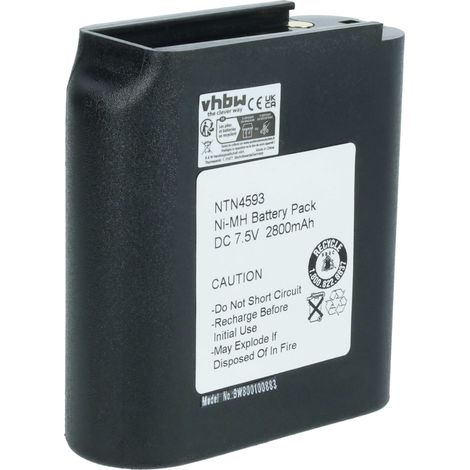 vhbw Akku Ersatz für Motorola NTN4595N, NTN8251AR für Funkgerät, Walkie Talkie (2700mAh, 7,5V, NiMH)