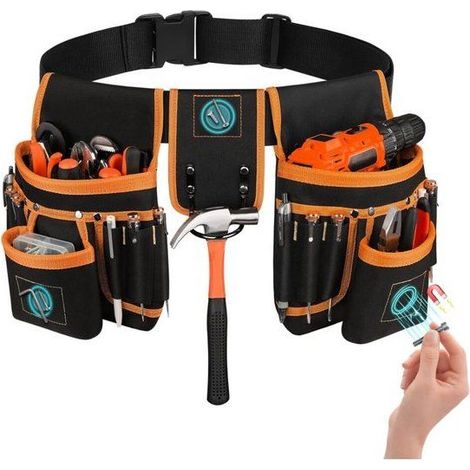 Professioneller Werkzeuggürtel mit 22 Taschen – Verstellbar bis 136 cm – Inklusive modularer Taschen