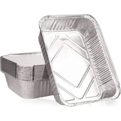 20 Pièces 1000ml Barquette Aluminium avec Couvercle Plat Aluminium Jetable Grands Boite Aluminium Alimentaire Plateaux Moule Aluminium pour Barbecue Cuisiner Cuisson Congélation (22x16x5cm) (1/5)