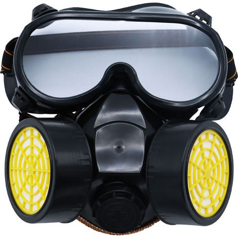 Respirator Mask, Reusable Respirator Mask Kit, Chemical Dust Mask, Anti-Gas Mask with Protective Goggles for Painting, DIY, Sanding - Black (Mask Body + 2 x 203 Anti-Toxic Activated Carbon Cartridges (1/5)