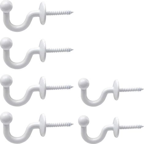 6 Pcs Embrasses Rideaux Crochets U Blanc Crochet d\'Arrimage Rideau à Tête Ronde avec Tubes d’Expansion Plastique pour Accorcher Rideaux Vêtements Clé, Comprend Un Manchon de Fixation (1/5)