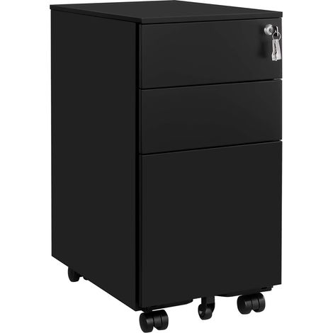 Caisson de Bureau Metal, 3 tiroirs, avec roulettes et Serrure (1/5)