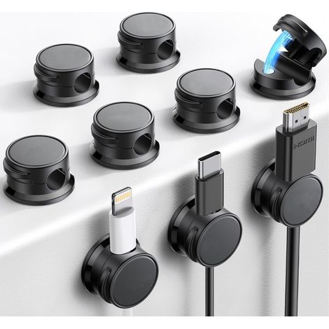 Set di 9 organizer per cavi con clip magnetiche, ideale per comodini, scrivanie, ricarica USB e postazioni di lavoro. - AquaForge (1/5)