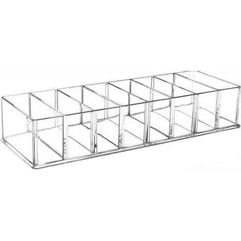 Longziming - Organisateur de maquillage transparent à 8 compartiments – Porte-palettes pour fards à paupières – Présentoir et rangement pour cosmétiques sur coiffeuse (1/5)