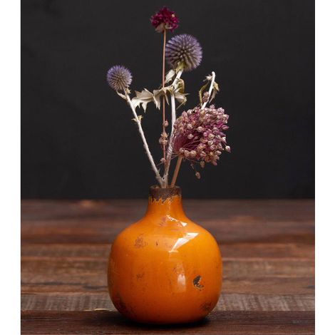 Vase céramique orange 9x9x10cm