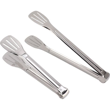 Ensemble de cuisine en acier inoxydable de 23 et 28 cm, comprenant une pince à pain et trois poignées, idéal pour un buffet ou un barbecue. (1/5)