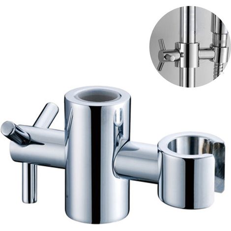 Support de douchette de rechange pour barre coulissante, réglable en hauteur et en angle. Support de pommeau de douche en laiton massif, argenté, 24 mm / 25 mm. (1/5)