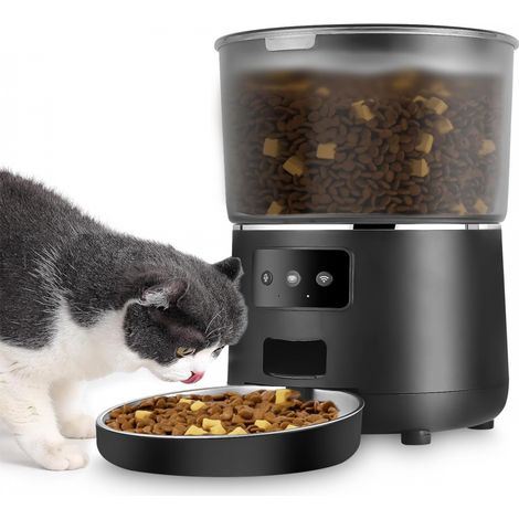 Distributeur automatique de croquettes pour animaux, 4 L, application intelligente avec graffiti, distributeur de croquettes pour chats, fonctions vocales et vidéo, pour chats et chiens (1/5)