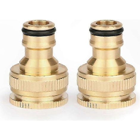 Lot de 2 raccords pour robinet de jardin, adaptateurs 2 en 1, filetage femelle fendu 1/2" et 3/4", diamètre 20 à 25 mm pour tuyaux d'arrosage (1/5)