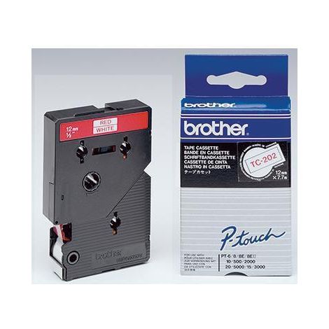 Brother Schriftbandkassette TC202 12mmx7,7m laminiert rt auf ws (1/4)