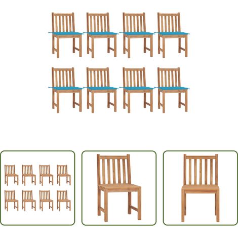 Gartenmöbel Holz - Gartenstühle 8 Stk. mit Kissen Massivholz Teak (1/5)