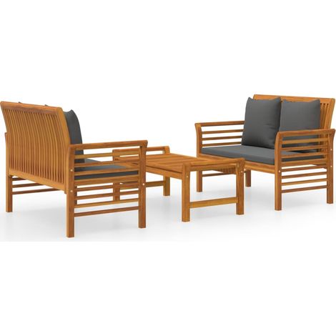 Maison Exclusive - Set Mobili da Giardino 3pz con Cuscini Legno Massello di Acacia