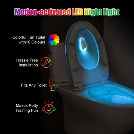 Lampe Led Toilette - Detecteur Mouvement - Etanche - Rechargeable Usb - 16 Couleurs - Pour Salle De Bain Et Toilettes - 1 Unite (1/5)