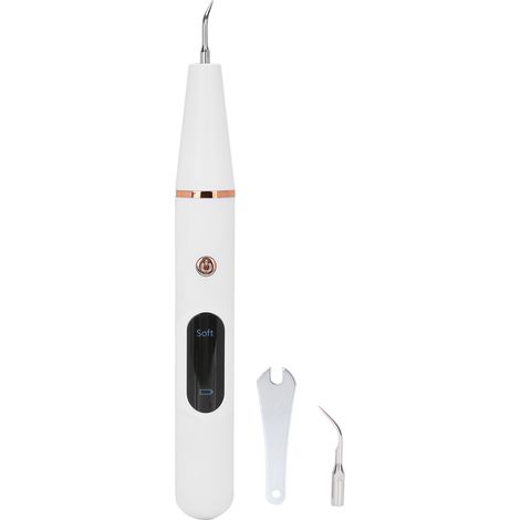 Détartreur dentaire ultrasonique électrique nettoyant pour dents blanc, éliminateur de tartre et plaque dentaire, instrument de soin buccal. (1/5)