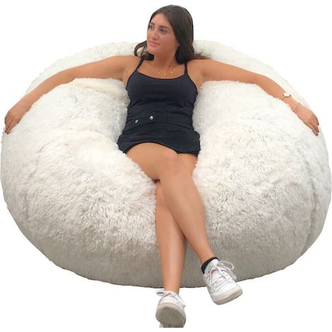 Pouf Géant Fourrure - 120 cm - Banabag Blanc Bananair
