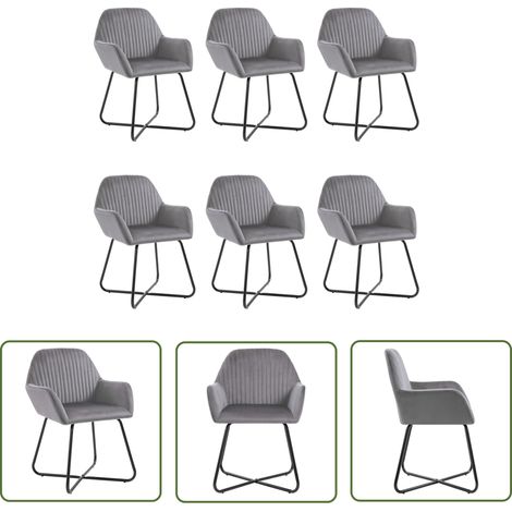 Lot de 6 Chaises de salle à manger - Chaises à dîner Gris Velours BV285542 - BonneVie (1/5)
