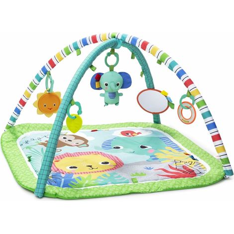 BRIGHT STARTS Tappeto ginnico per neonati evolutivo pieghevole - Giungla Verde - arco con giocattoli sensoriali e musicali, specchio