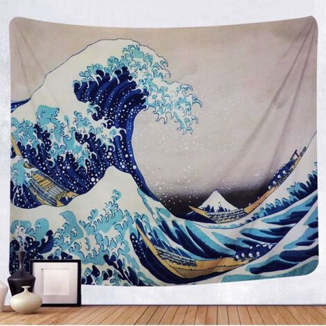 Tapisserie Tenture Murale Tapisseries Le Grand Vague Off Kanagawa Mandala Tapisserie Murale avec Art La Nature Décorations pour la Maison (Vague, L / 150x200cm) (1/5)