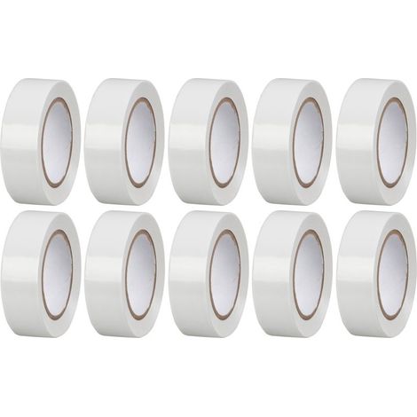 Band Strend Pro, 19 mm, L-10 m, max. 80°C, 40,0 kV/mm, weiß, Isolierband, selbstklebend, PVC, Packung 10 Stk. (1/5)