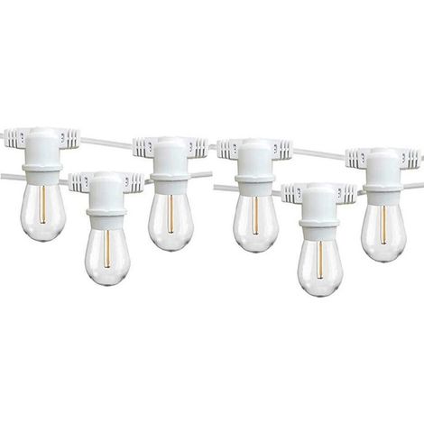 Catena luminosa bianca decorativa vintage 10m stringa 20 portalampade gazebo