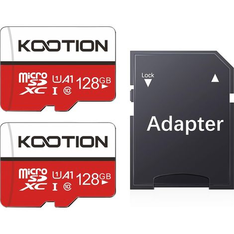 Carte Micro SD 128 Go Lot de 2 UHS-I Vitesse jusqu'à 100 m/s,TF Micro SDXC, T-Flash Classe 10, U, A1 pour Drone/Dash Cam/Camera/Phone/Nintendo-Switch/PC/Tablet(128 Go2, U1) (1/5)
