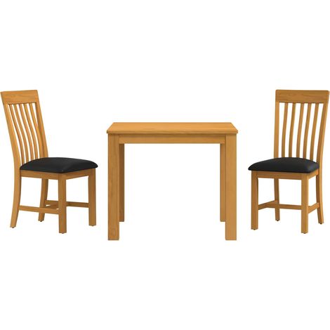 Dining Set 3 pcs Black Solid Oak Wood vidaXL (1/5)