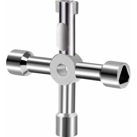 ZVD-Clé multifonction 4 voies pour porte d'eau électrique, compteur de gaz, boîte d'armoire, ouverture de clé (argent) (1/4)