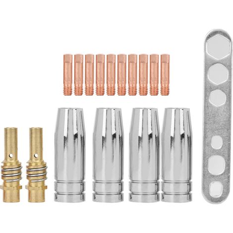 Buse conique 15AK, 17 pièces accessoires torche MIG, porte-contact, buse de protection, embout fileté, kit soudage (1/5)