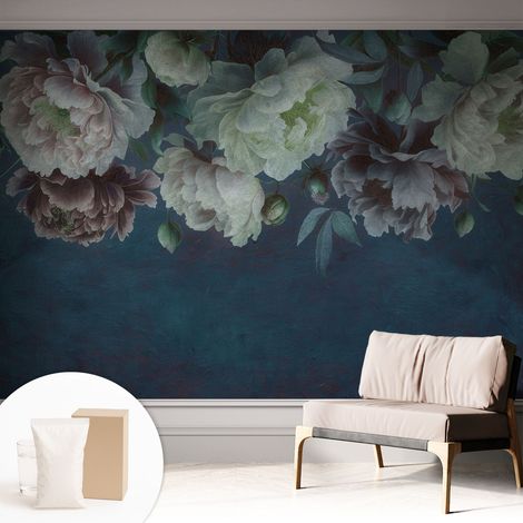 Tapete Vliestapete mit Kleber - Wanddekoration - Wandfolie - 3D Tapete Wand - Wohnungsdeko Blumige Eleganz 312x219 cm (1/5)