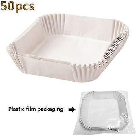 Quadratische Einweg-Papiereinlagen für Heißluftfritteusen, antihaftbeschichtete Backpapiereinlagen, wasserdicht-White 100pcs
