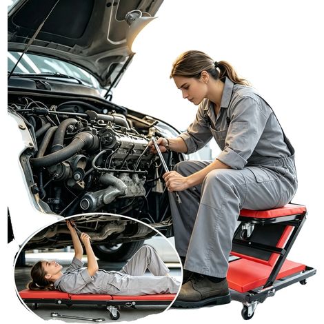Camilla para coche, diseño versátil, portátil y plegable, roja. (1/2)