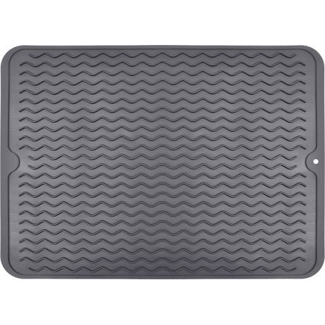 40x30 cm Tapis D'égouttage en Silicone, Égouttoir à Vaisselle Pliable Tapis de Séchage Vaisselle en Silicone Résistant à la Chaleur et Antidérapant Tapis égouttoir pour Cuisine (Gris) (1/5)
