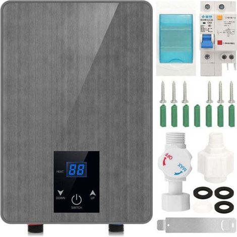 5.5KW 220V Chauffe-eau électriques Mini Chauffe-eau Instantané avec Affichage de LED pour Cuisine et Salle de Bain, Chauffage Rapide (1/4)
