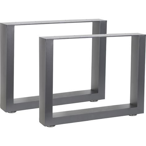 Mucola – Set de 2 piètements de table gris 64x43 cm – Acier durable – Forme rectangulaire – Protecteurs de sol inclus – Montage facile