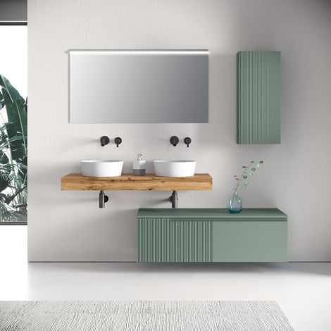 Composizione doppio lavabo 7 pezzi ZIP quercia / salvia (1/5)