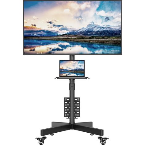 Support TV roulettes Chariot Meuble TV pour Ecran de 23-60 Pouces Plasma/LCD/LED, Capacité 40kg, Hauteur Réglable de 800-1500 mm avec Plateau Solide - VESA Max 400x400 mm (1/5)