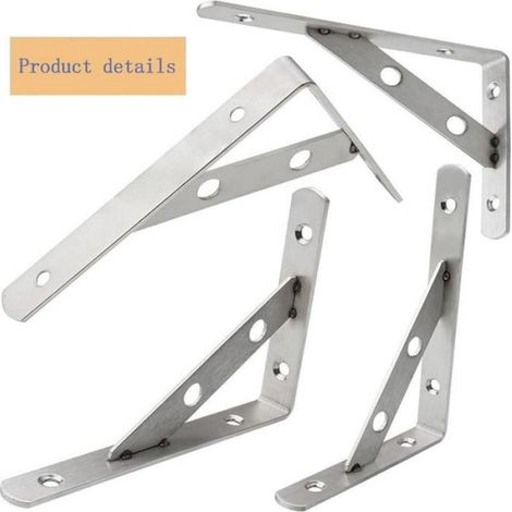 4 supports d'étagère murale de 8 pouces, supports d'étagère robustes en acier inoxydable, équerres d'angle (200 mm x 135 mm) (1/5)