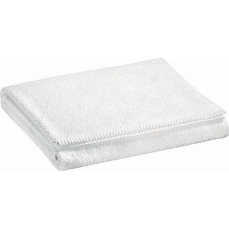 Drap de douche en coton éponge grain de riz avec finition point de cheval Blanc 70 x 130 cm - PANGIVO (1/2)