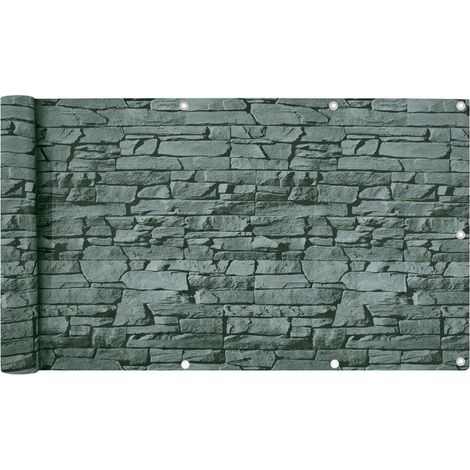 Balkonsichtschutz Sichtschutz Balkonbespannung Balkonverkleidung 6 Meter Balkon Schiefer-Optik / 75x600cm