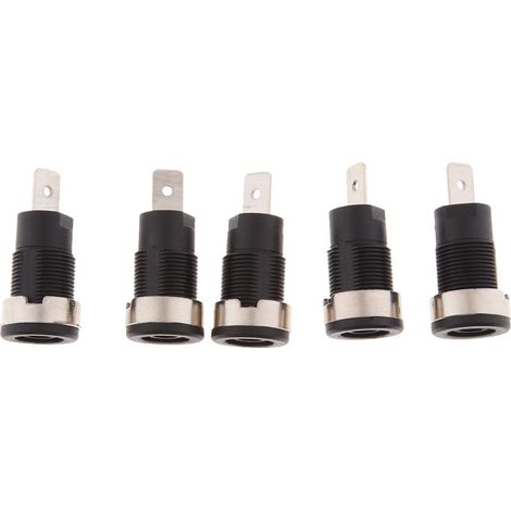5pcs 4mm Fiche Banane Prise De Sécurité Montage Sur Panneau Prise De Borne De Liaison 32A Noir (1/5)