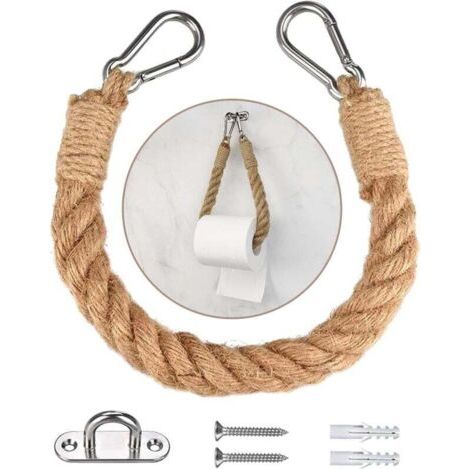 Hanfseil-Handtuchhalter, Seil-Toilettenpapierhalter, Ins-Stil, Vintage-Toilettenhandtuchrollenhalter mit Schrauben, Retro-Zubehör, Badezimmer- und Küchendekoration
