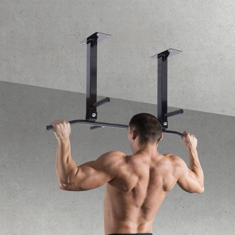 Barre de traction de plafond, barre de traction en acier, barre de traction pour entraînement à domicile, 105,5 x 28 x 49 cm, noire