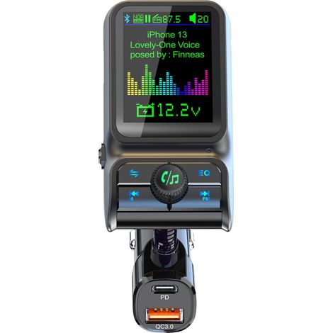 Autoradio Bluetooth compatible avec la charge rapide QC3.0 et PD, doté d'un écran couleur de 1,77 pouce. (1/5)